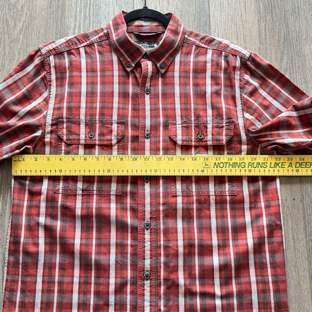 LOOSE FIT MIDWEIGHT SHORT-SLEEVE PLAID SHIRT Size M - Picture 4 of 8